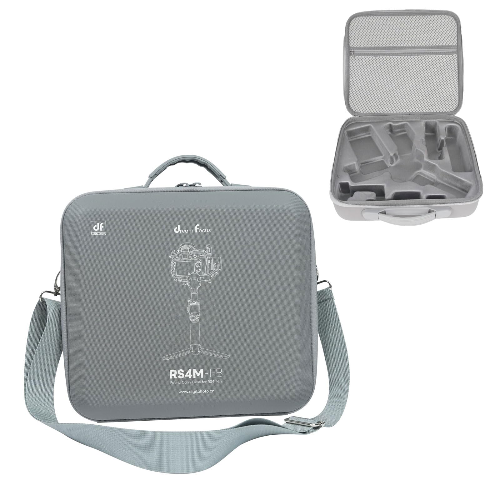 DF DIGITALFOTO Custodia da Trasporto Leggera RS4 Mini con Tracolla, Borsa Protettiva Rigida Resistente All'acqua e Agli urti per Riprese All'aperto, Compatibile con DJI RS4 MINI Creator Combo, Grigio