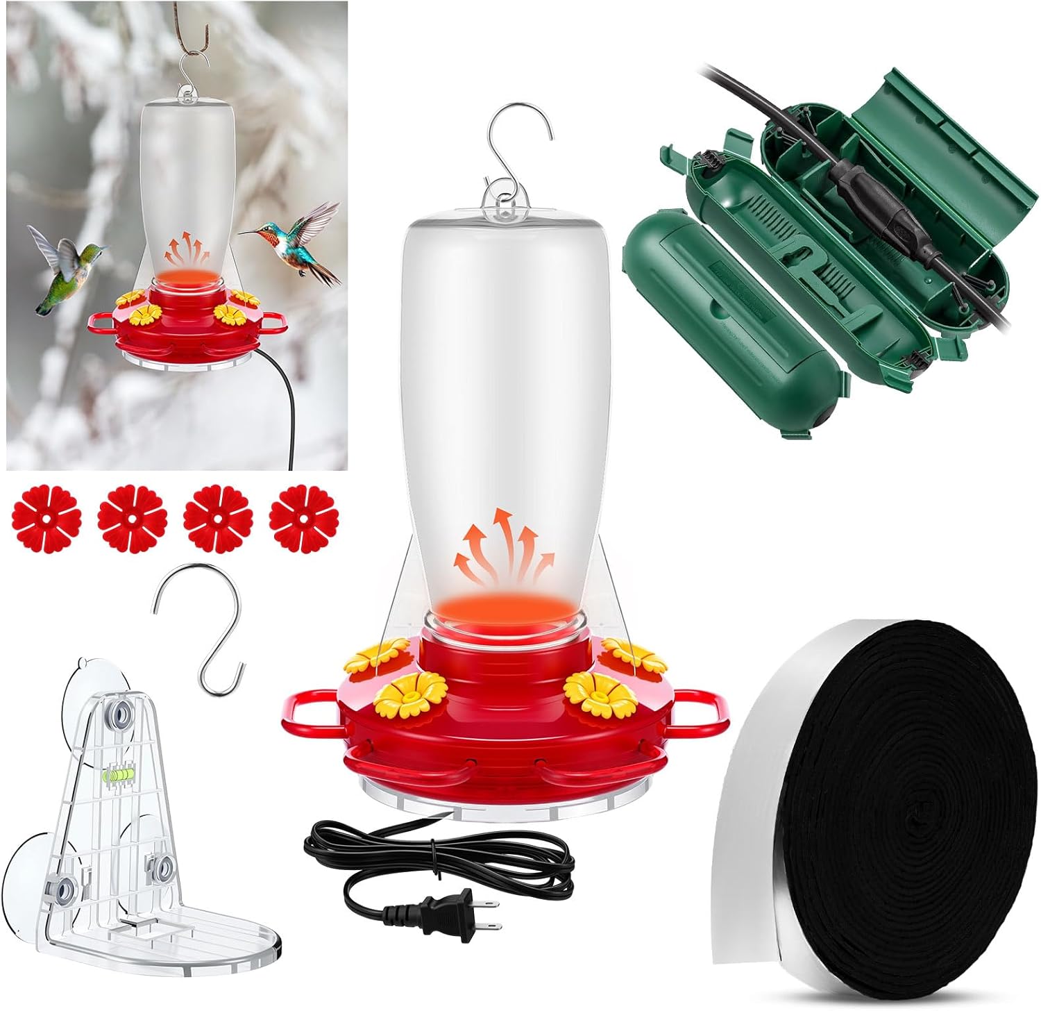 Amazon.com : Relaxweex Heated Hummingbird Feeders Outdoor 2 in 1 Winter ...