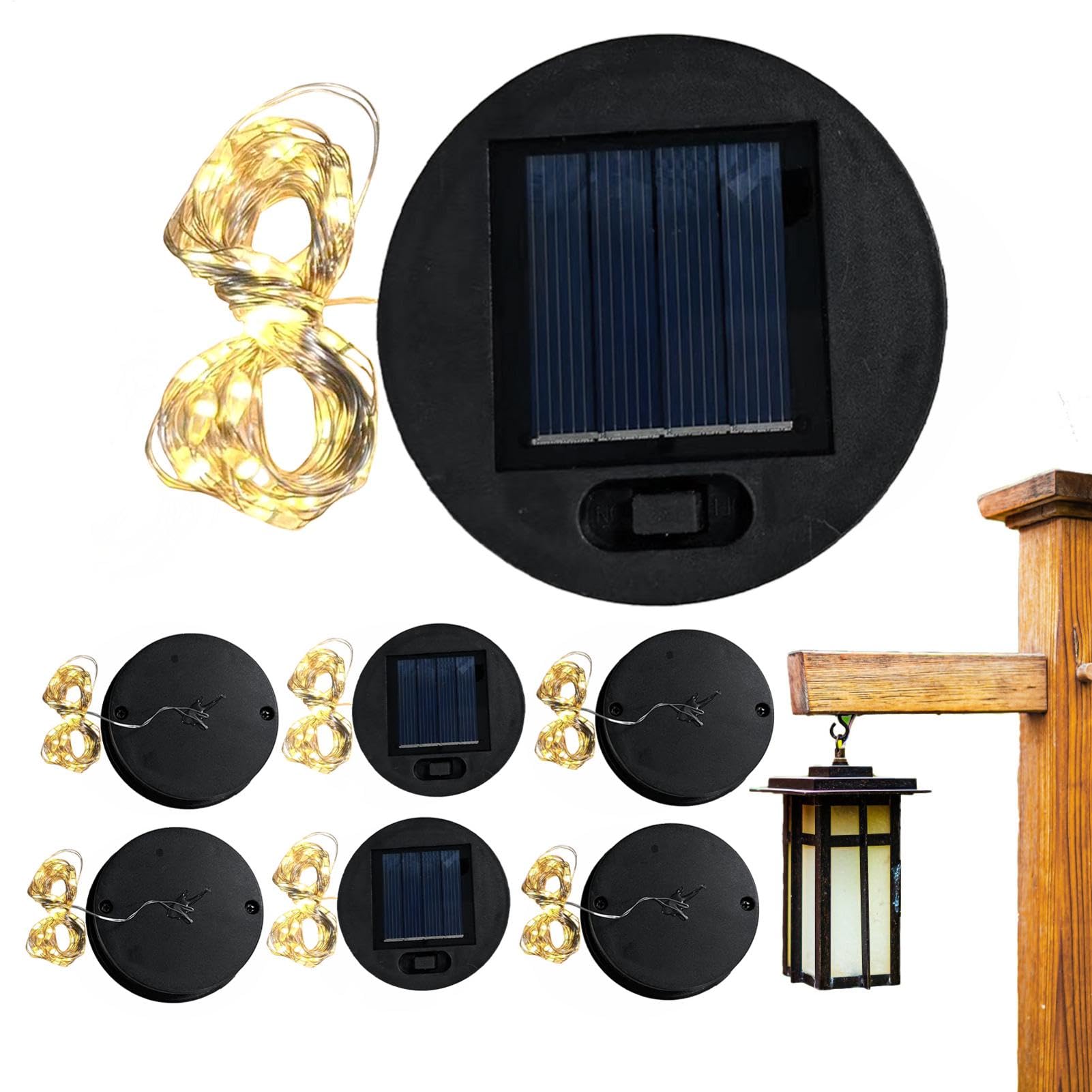Furtryvl Solar Lights Outdoor Replacement, 7-Piece LED Light Replacement Solar Lantern String Lights, Warm Yellow Solar Lantern Accessories Solar Replacement Lights for Gardens Yards