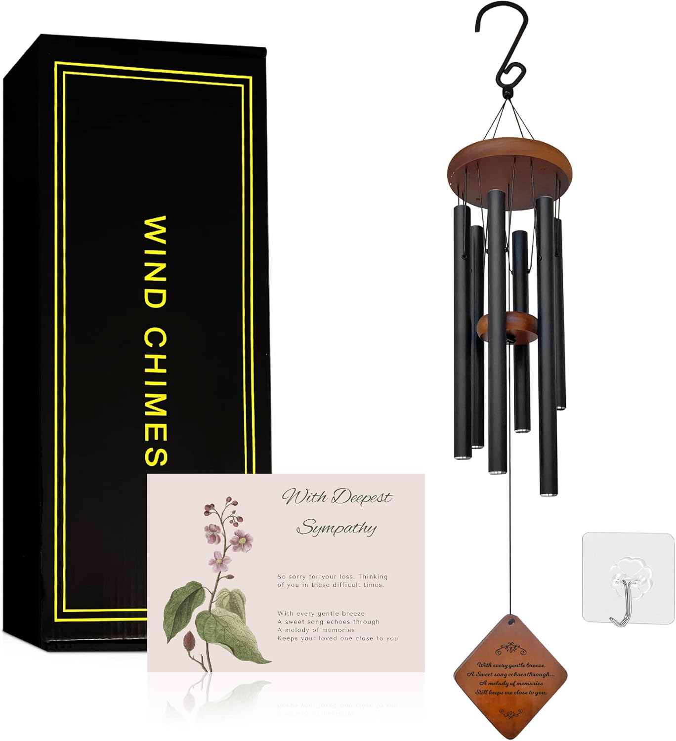 Memorial Wind Chimes, Wind Chimes for Loss of Loved One, Sympathy Wind Chimes, Bereavement Gift, Funeral Gift, Rememberance Gift for Loss, Memorial Wind Chime for Loss with Sympathy Card and Hook