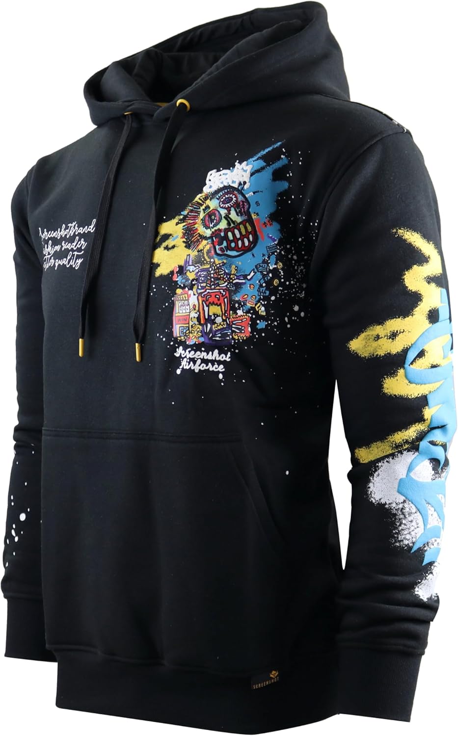 SCREENSHOT-FLEECE HOODIE 4202 Mens Urban Streetwear NYC Graffiti Embroidery Patch Fleece Pullover Sweatshirt Hoodie