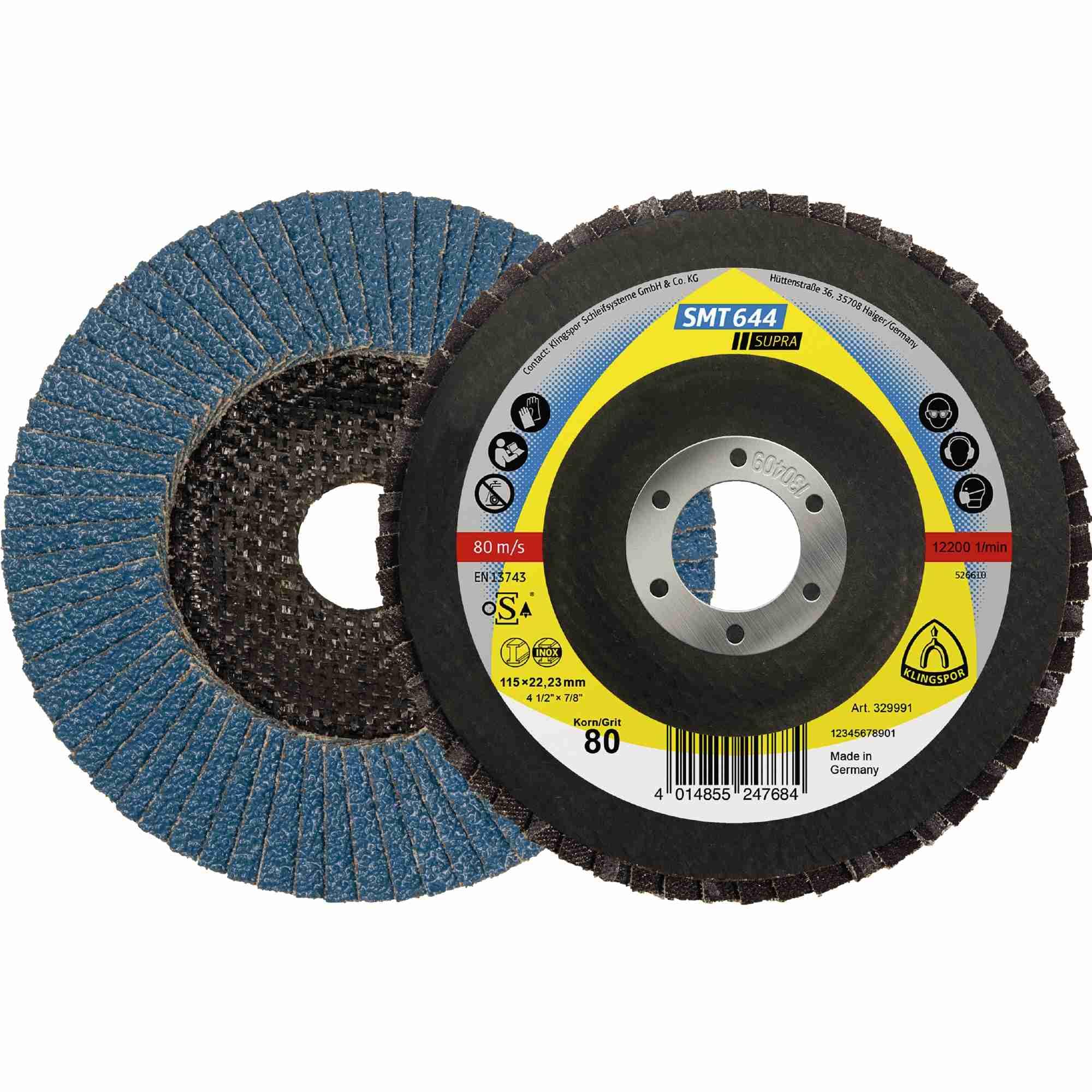 10 x Platorello lamellare Klingspor SMT 644, 115 x 22,23 mm grano 40 piano Art.: 329989