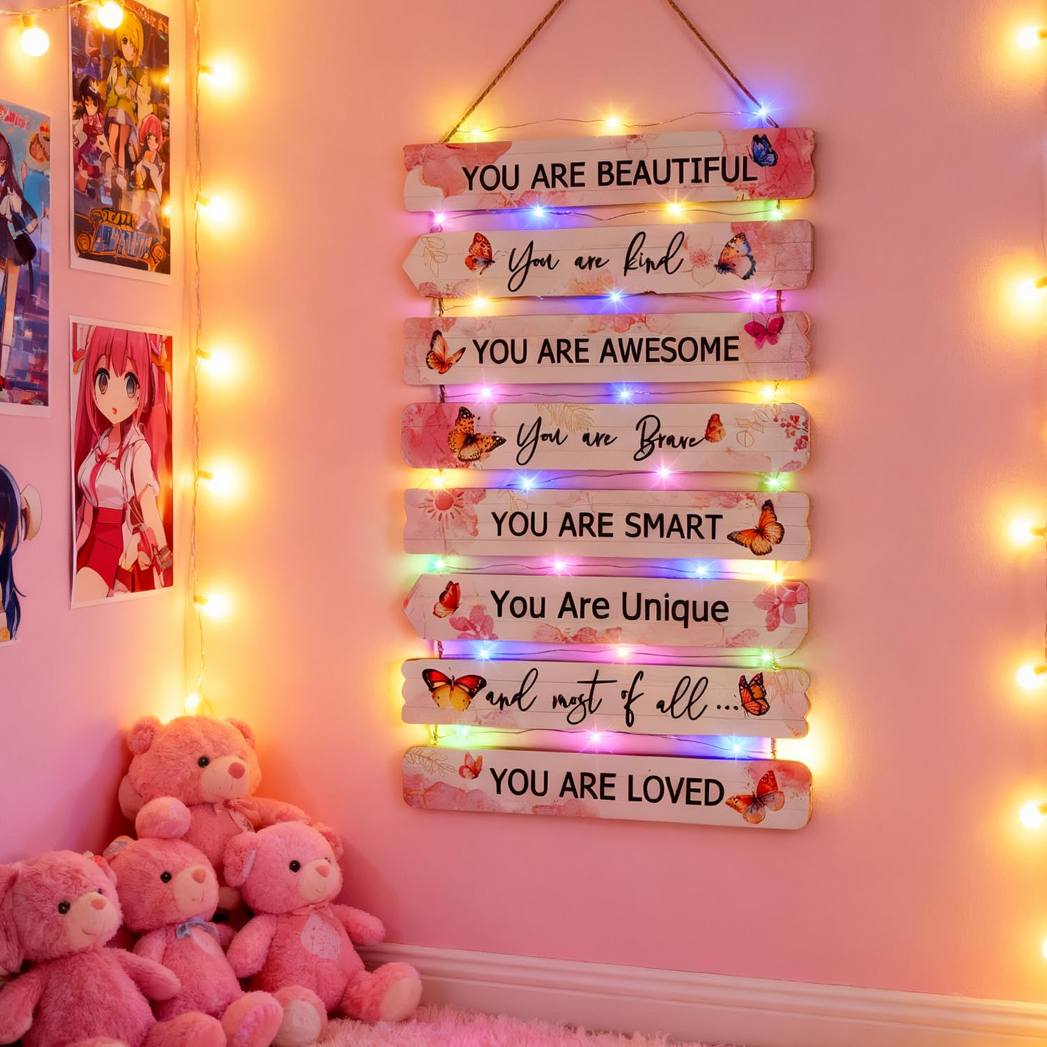 Cadeau décoration murale papillon LED bois pour anniversaire