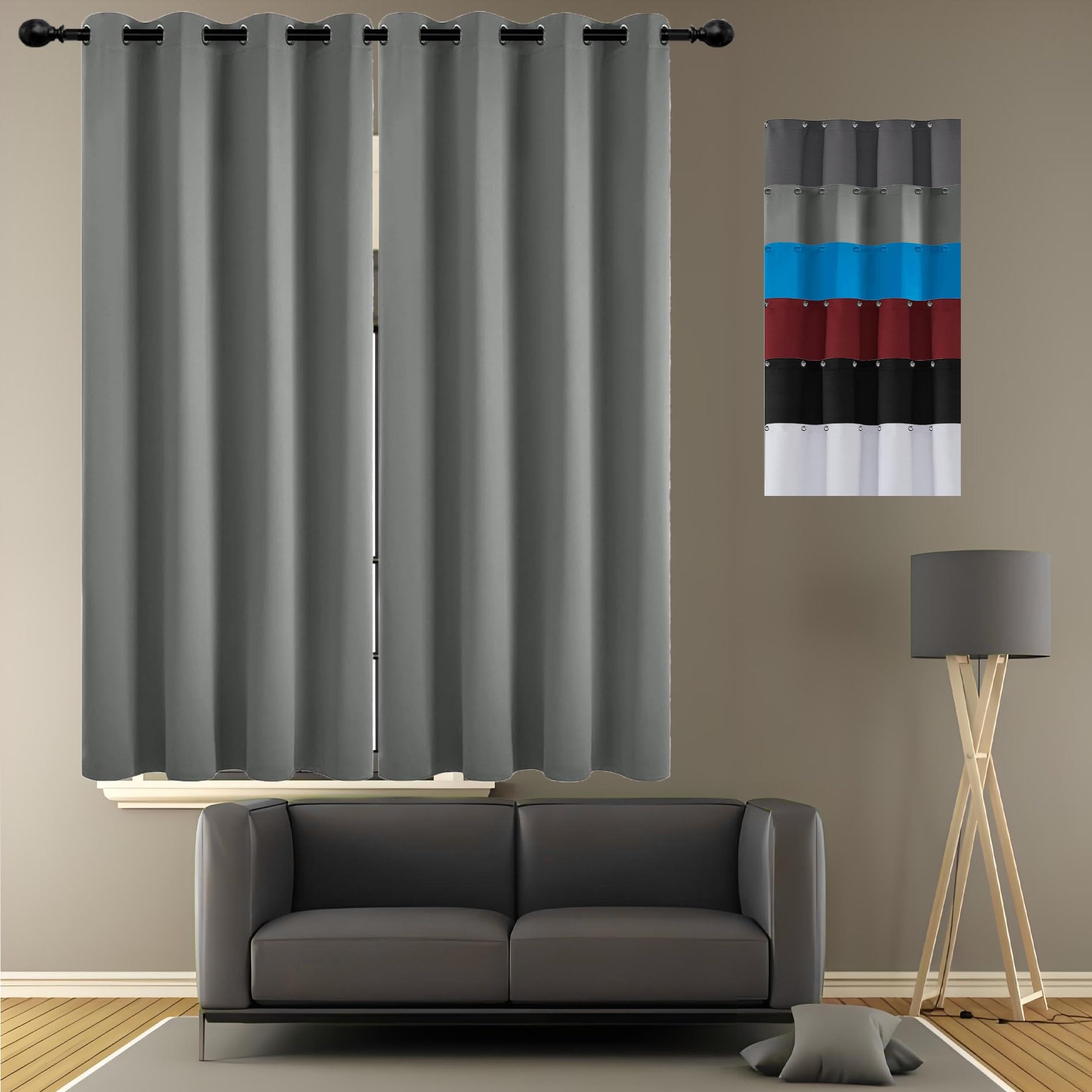 Tenda Oscurante da Interno 135 x 210 cm Sicuro e Privo di Sostanze Chimiche Tende Oscuranti Comfort Durante Tutto L'Anno per Interni Finestre con Anelli 1 Pezzi, Grigio Chiaro