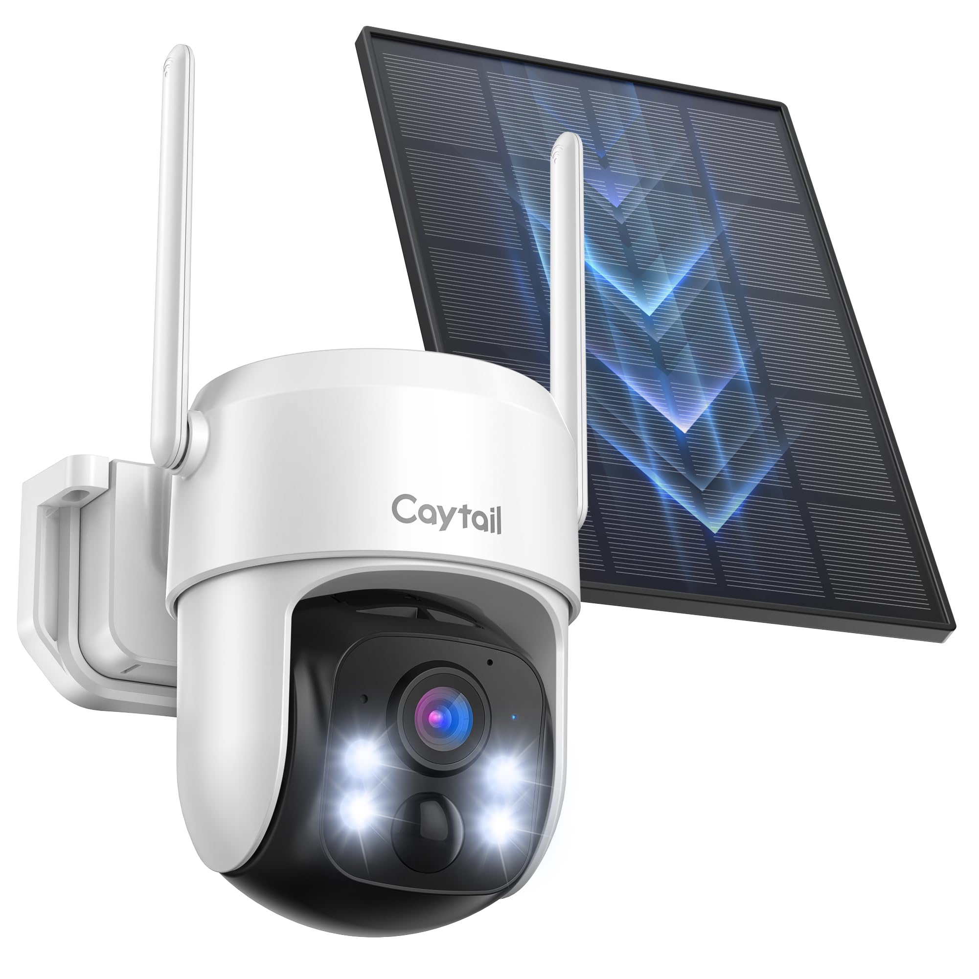 Camera de surveillance exterieure 2K WiFi sans fil avec panneau solaire 360° PTZ pour surveillance nocturne avec détecti