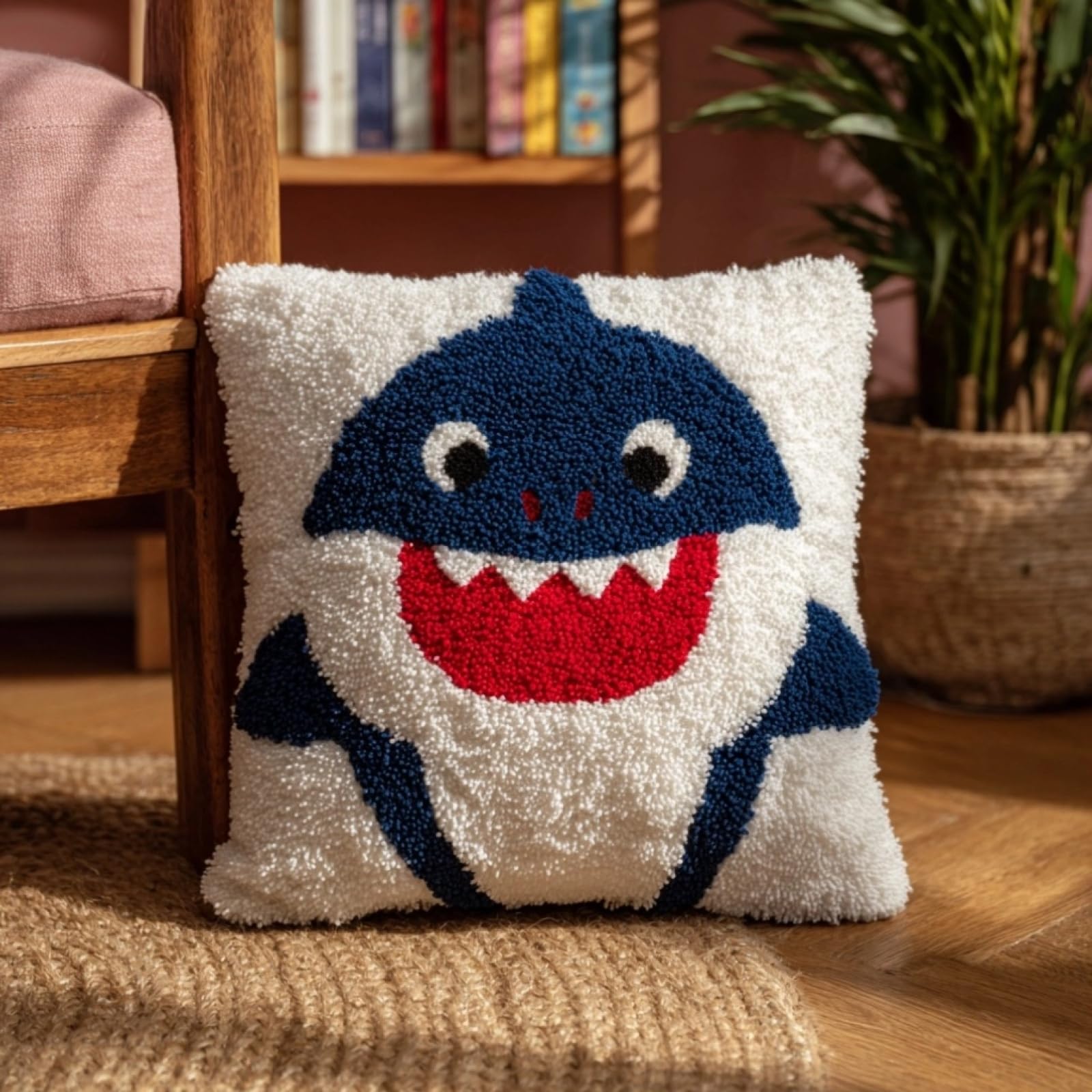 AxiangziK Latch Hook Pillow Kits with Yarn,Shark