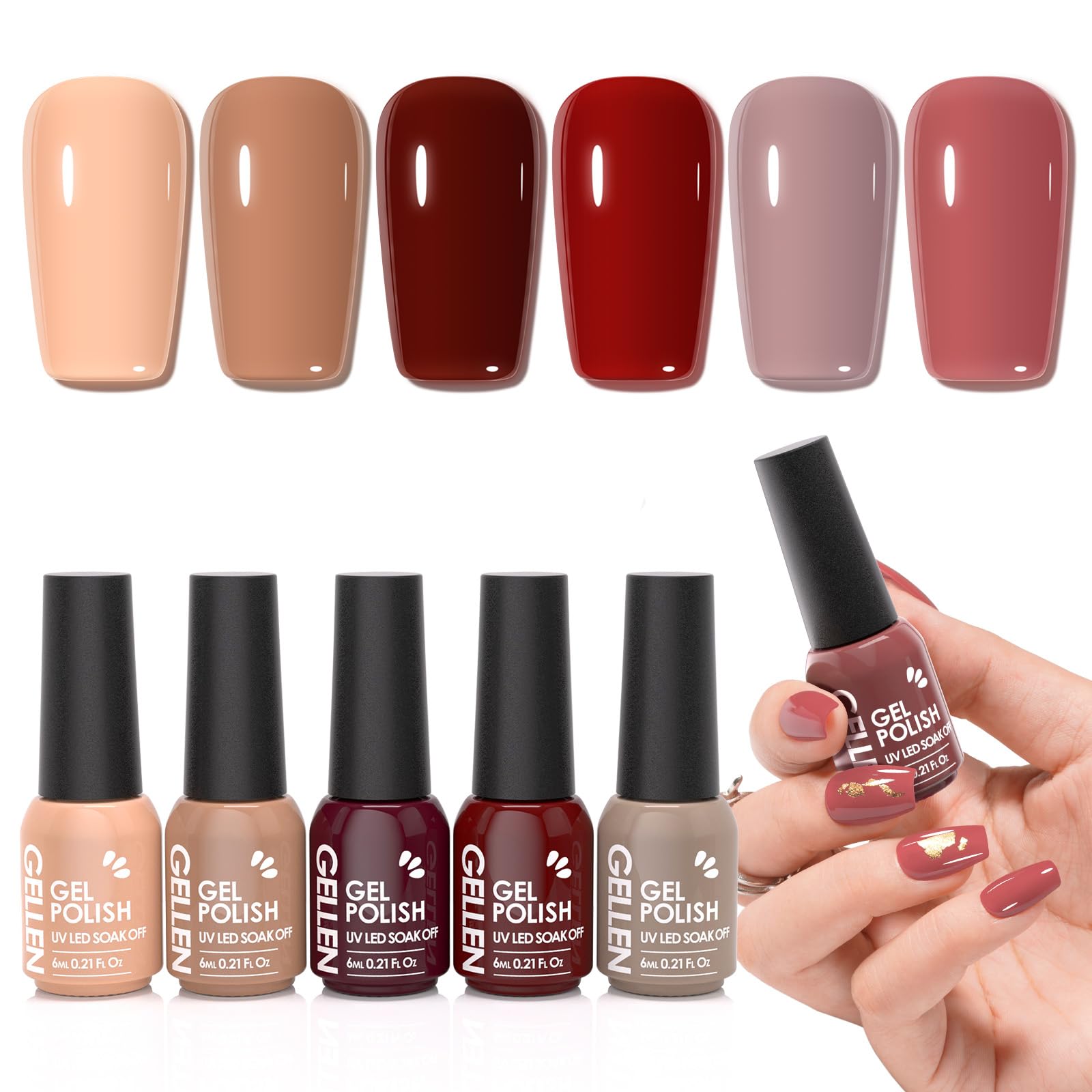 Amazon.com: GELLEN Gel Nail Polish Red Brown Nude, Neutral Earth