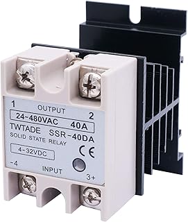 TWTADE SSR-40 DA 40A DC 3-32V to AC 24-380V SSR Solid State Relay + Heat Sink