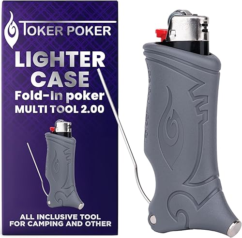 Toker Poker - Estuche para encendedor Bic Multi Tool 2.0 - Gris, Herramienta Todo Incluido para Camping y Otros