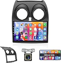 Android Autoradio pour Nissan Qashqai 2006-2016 avec GPS Navi WiFi Dab+ Bluetooth 9 Pouces Écran Autoradio 2 Din avec iOS/Android Mirror Link FM/RDS/OBD/DVR/EQ Commandes au Volant Caméra de Recul