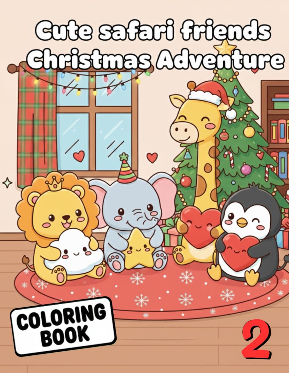 Cute safari friends Christmas Adventure: A Cozy Christmas Coloring Book for Adults and Teens (Cozy Wild Friends Collection)