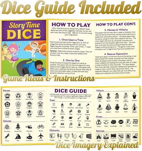 Miniatura 7 de Imagination Generation Dados de tiempo de cuentos, crea tu propio juego de narración de historias de aventura incluye 7 dados poliédricos y 4 formas