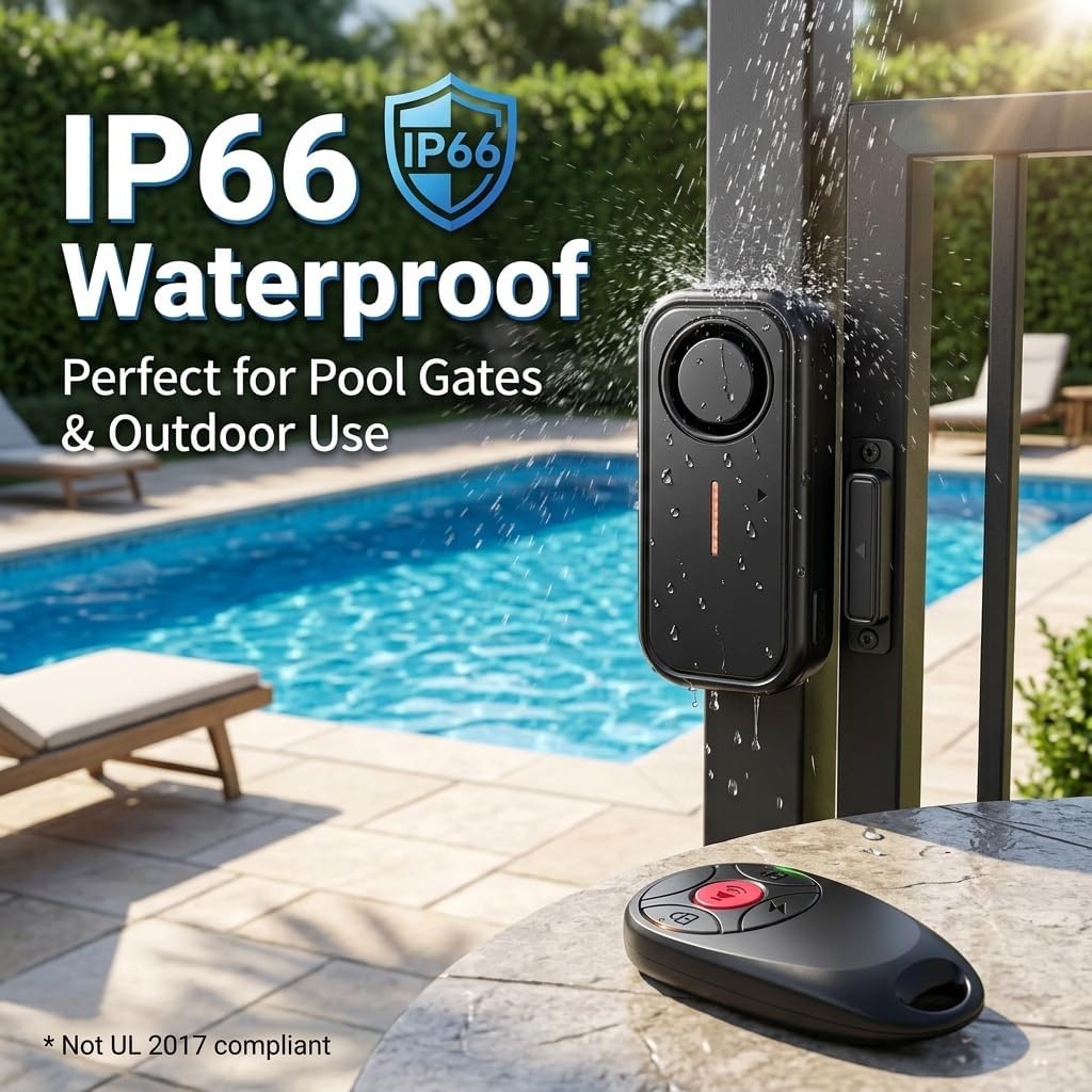 HENDUN Upgraded Window and Door Alarm with Remote, Pool Alarm for Kids Safety, IP66 Waterproof Indoor/Outdoor Home Security Sensor, Wireless Doorbell Chime/Buzzer When Opened Loud