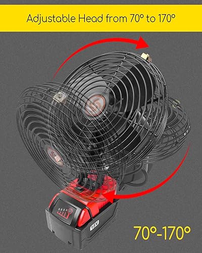 Miniatura 9 de Ventilador portátil inalámbrico para el lugar de trabajo apto para batería Milwaukee de 18 V, ventilador recargable portátil para exteriores,