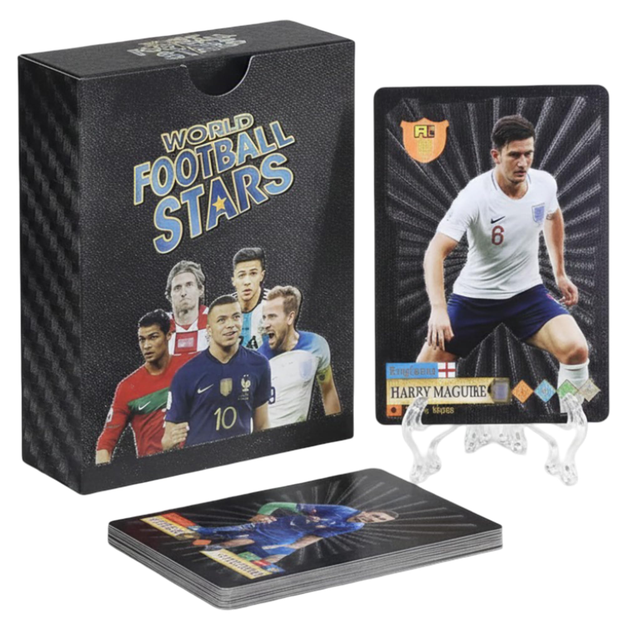 DZLING Football Card Deck, World Cup 2025 Gold Foil Football Cards - 55 Pieces Euro 2025 Collection(Football Card Black 55Pc)-image-32