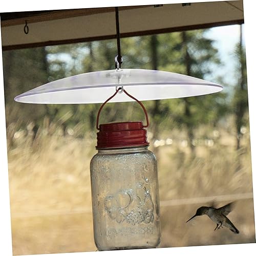 Miniatura 5 de Amosfun Cubierta para comedero de pájaros, comederos para pájaros al aire libre, ganchos para colgar de plástico para colibríes, cubierta de cúpula