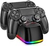Estación de carga para control de PS4, base de carga NBGame con LED, estación de carga de reemplazo para PlayStation 4 con cargador y almacenamiento 1