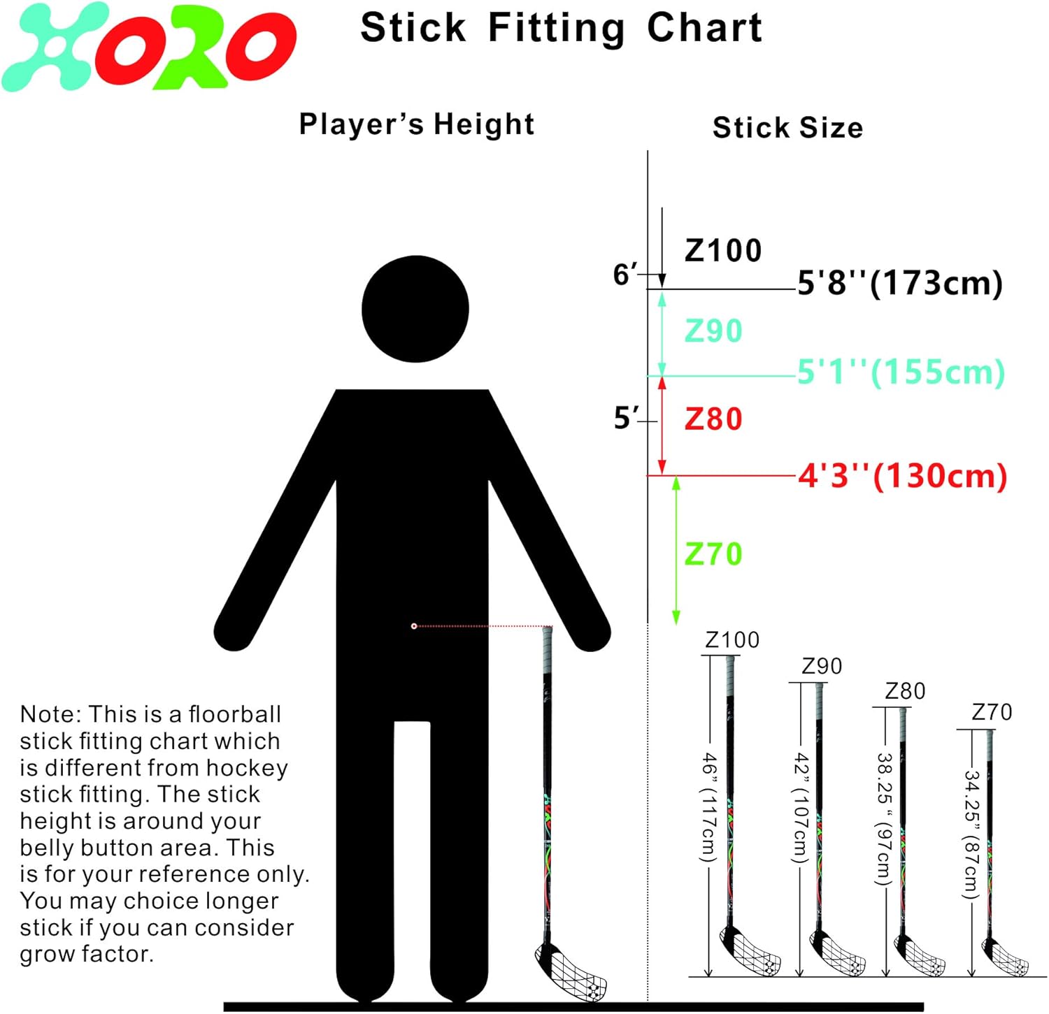 ACCUFLI Floorball Tricks Stick XORO Z90 (Orange - Left Handed) : Sports & Outdoors