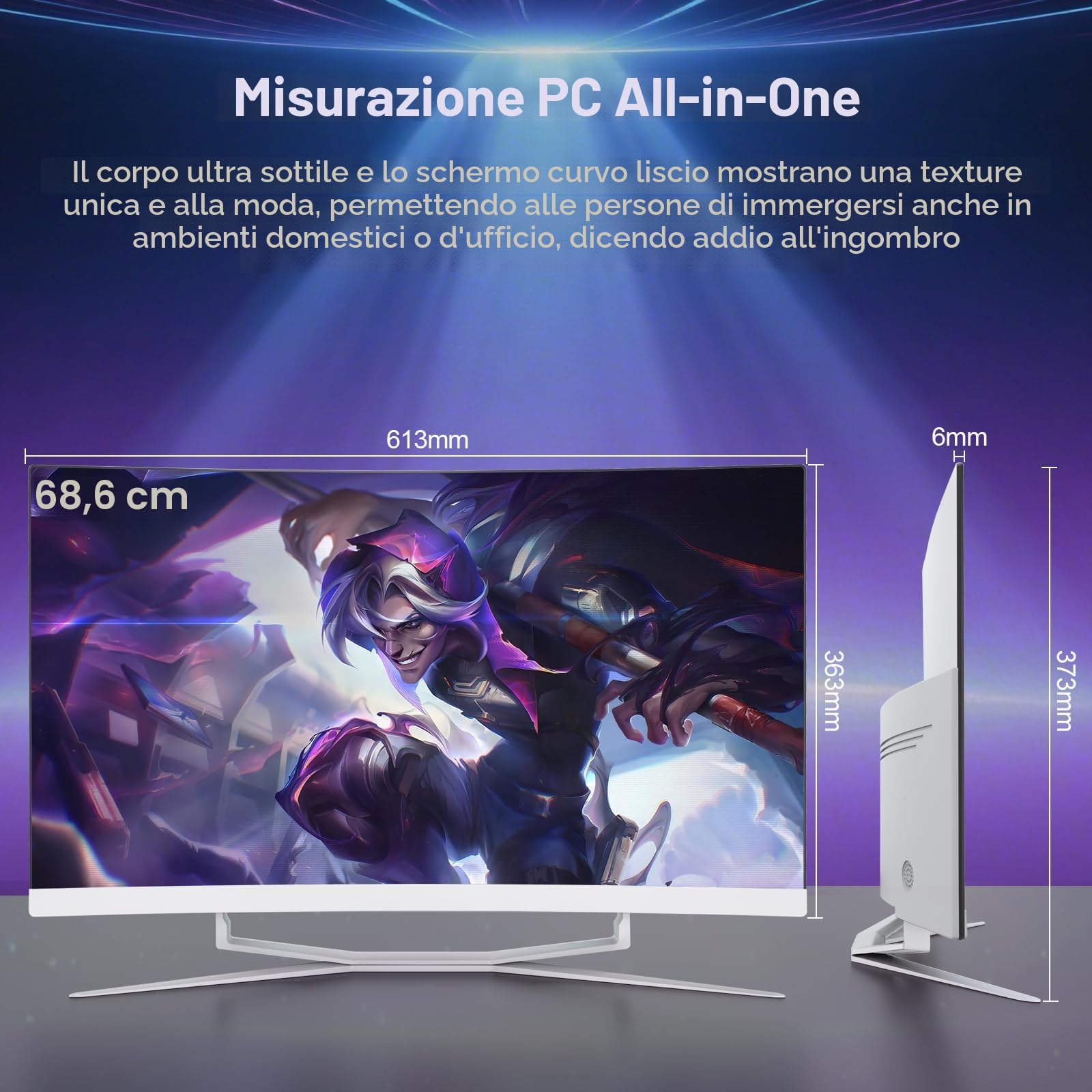 27 Pollici Computer All-in-One FHD curvo Computer All-in-One Core i7 16GB DDR 512GB ROM SSD Bluetooth5.3 WiFi a doppia banda con mouse e tastiera cablata