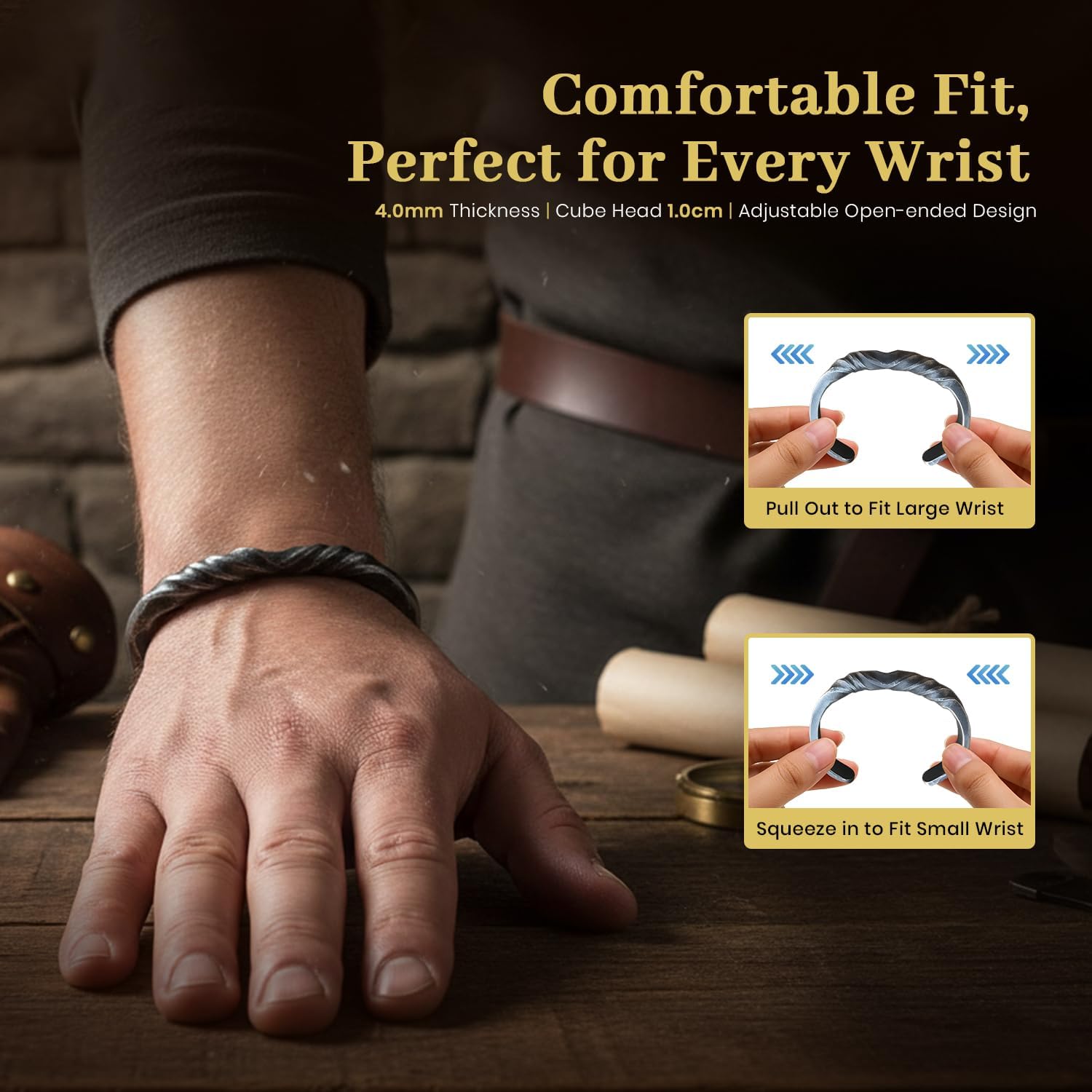 ARTIZANSTORE Twisted Iron Bracelet | Authentic Viking Accessory | LARP Cosplay & Theatrical Use | Durable Handcrafted Design - Image 5