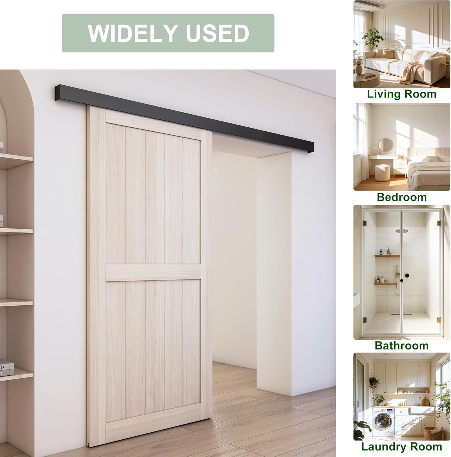 5FT Barn Door Hardware Kit, Low Clearance Aluminium Alloy Box Rail Track Hardware Kit, Sliding Door Track for Interior Single Wooden Door,Black