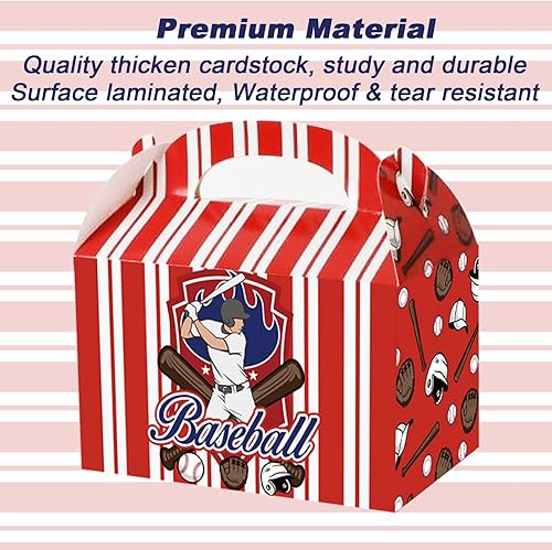 Miniatura 4 de chiazllta Cajas de regalo de fiesta de béisbol, cajas de regalo, galletas de caramelo de béisbol, caja de cartón con asas para niños, suministros de