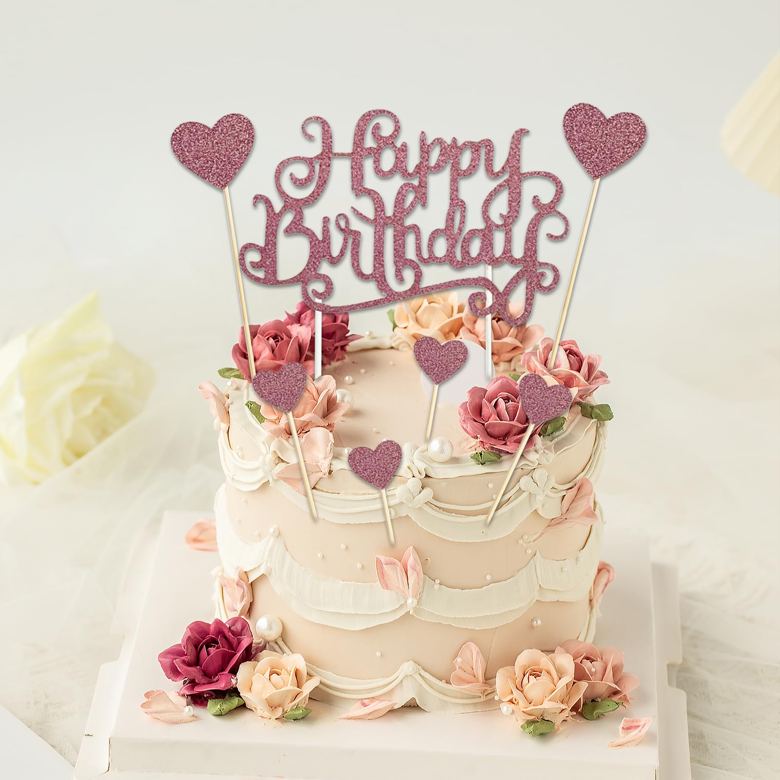 Décoration De Gâteau En Forme De Cœur, 6 Pièces, Rose, Bleu