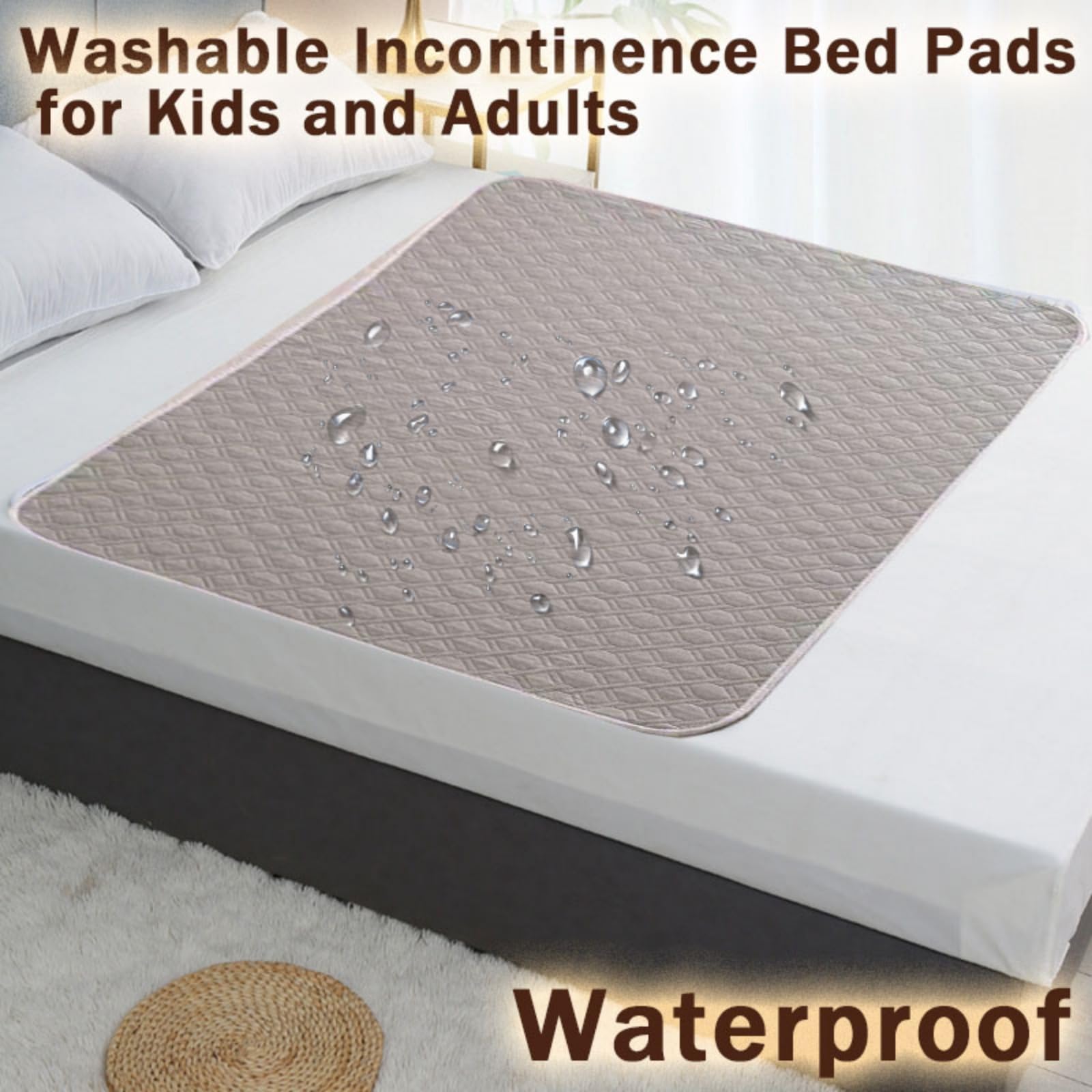 Morbuy Empapadores Cama Lavables Reutilizables para Adultos Niños Empapadores Cama Impermeable Absorbentes Ideal como Salvacamas para Incontinencia, Mayores (210*260cm,MS13 Gris Oscuro)