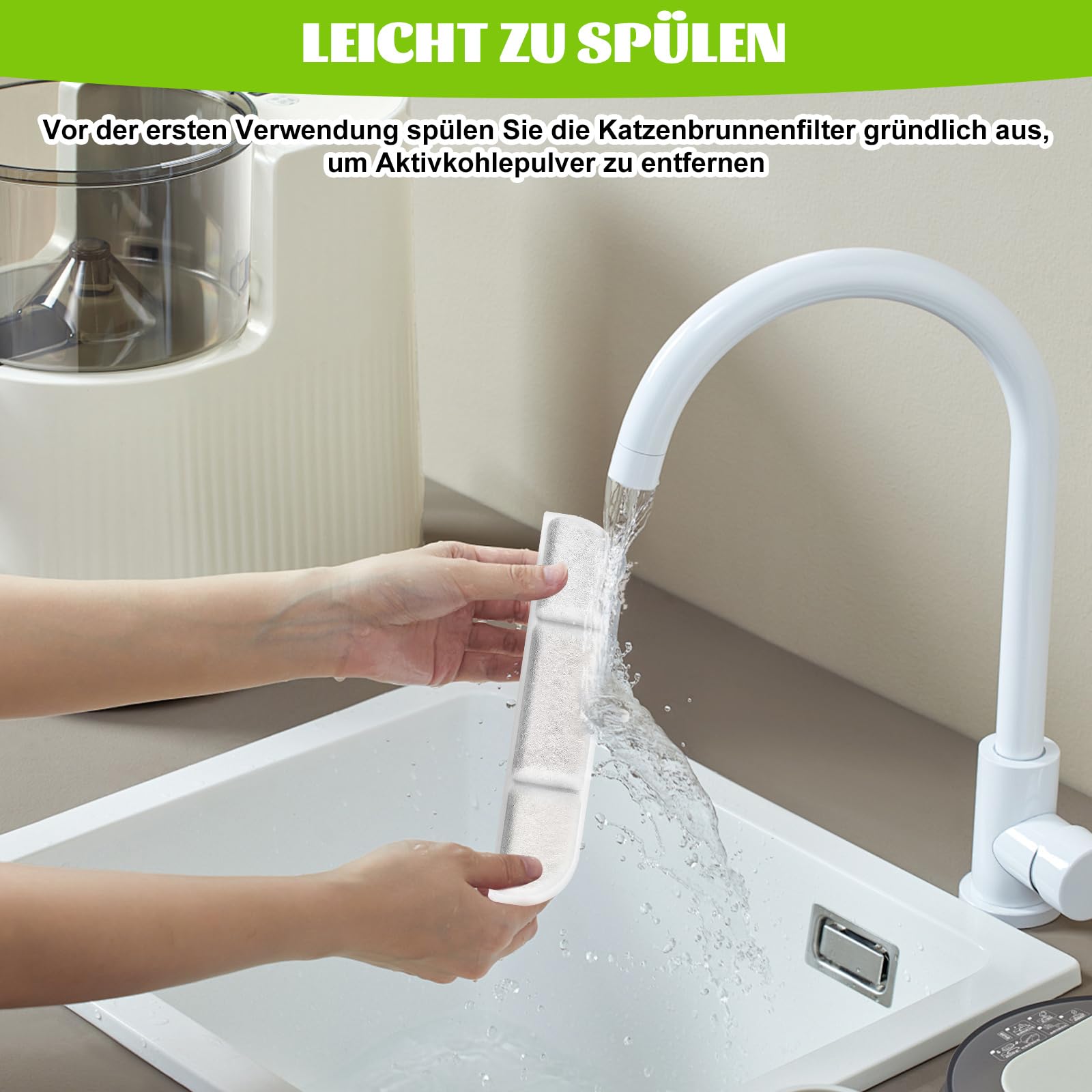 18 Stück Katzenbrunnen Filter, Trinkbrunnen Filter für DownyPaws, Katzenbrunnen Kabellos Bewegungsmelder, Dreifaches Haustierfilter System Filter für 2.5L Trinkbrunnen(18+18)