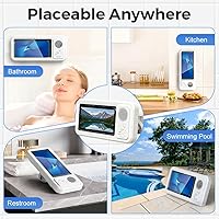 Vista 5 de Soporte para teléfono de ducha con altavoz Bluetooth inalámbrico, soporte impermeable para teléfono con altavoz, funda de teléfono de ducha