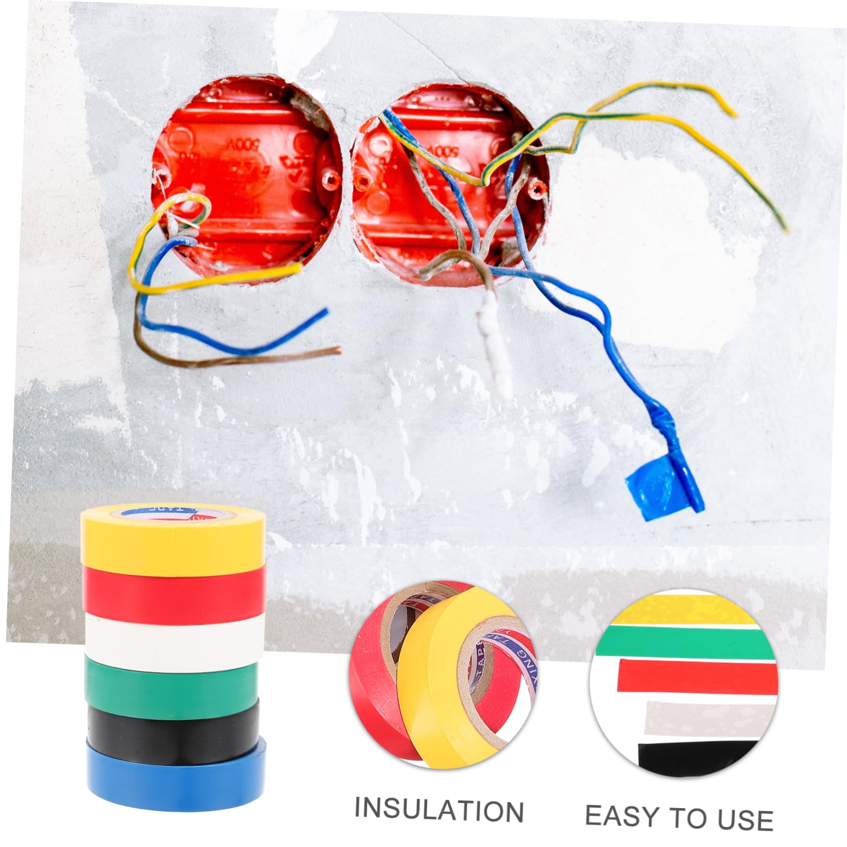 BUGUUYO 6Rolls Tape Electrical Tape for Bundling Insulation Multi Colored Colors for Home Office Industrial Use