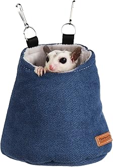 Sugar Glider Bed Pouch for Cage Sleeping Nest Bed, Warm Pouch for Cage Accessories, Sugar Gliders Hammock Pouch Sack Swing Hanging Bed Bedding (Blue)