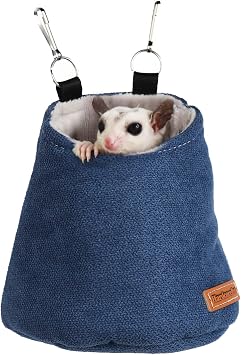 Sugar Glider Bed Pouch for Cage Sleeping Nest Bed, Warm Pouch for Cage Accessories, Sugar Gliders Hammock Pouch Sack Swing Hanging Bed Bedding Blue