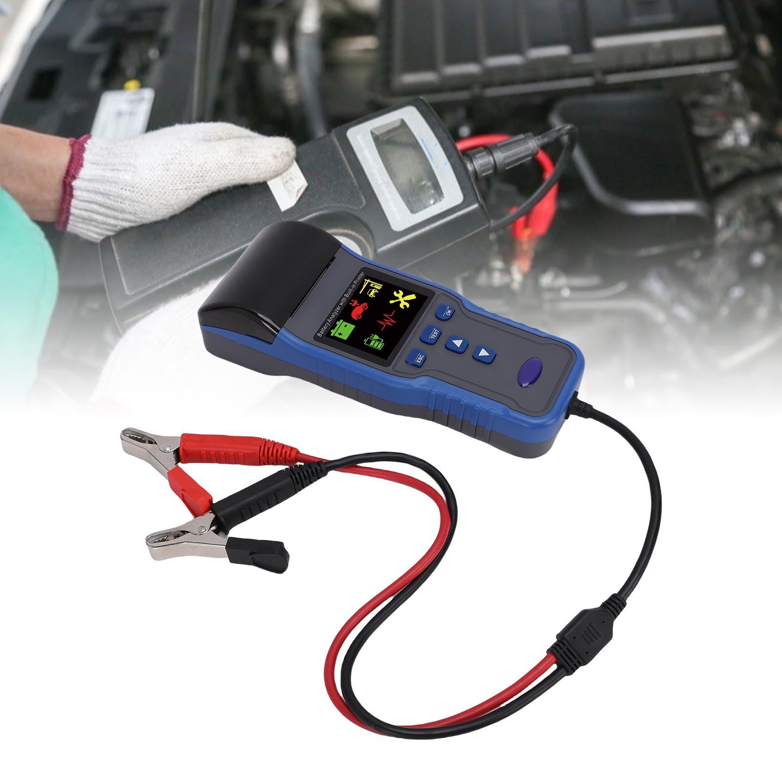 Zerodis Tester Batteria per Auto 12V 24V con Stampante e Analizzatore di Carico per Riconoscimento Automatico 100-2000CCA Veicolo Camion Moto Barca