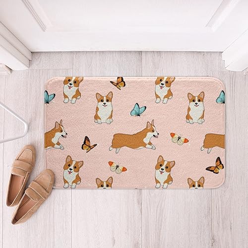 Alfombras de baño para niños y perros, bonita alfombra de baño antideslizante con mariposa multicolor, alfombra de ducha esponjosa Kawaii para