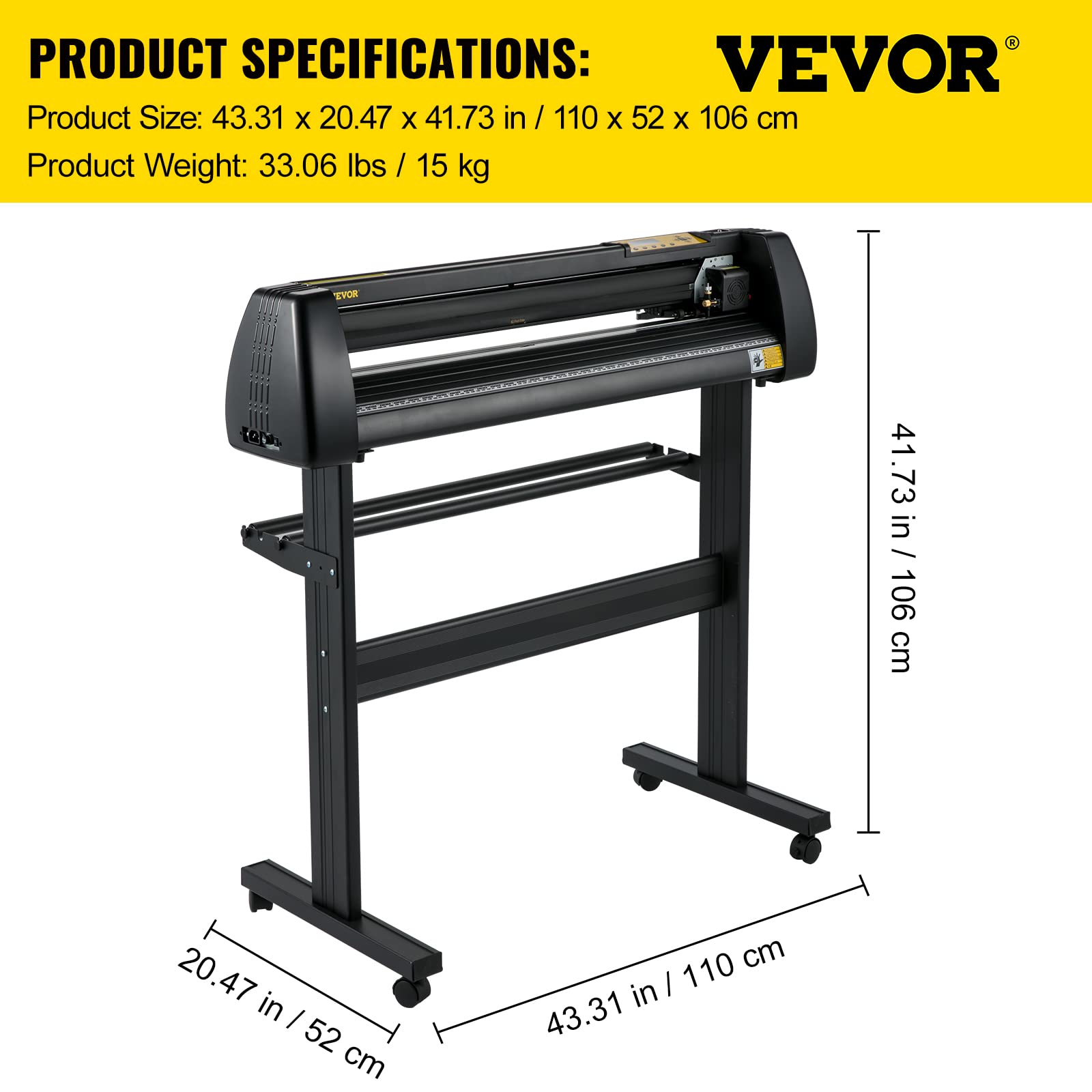 VEVOR Vinyl-Schneidemaschine, 870 mm Papierzufuhr-Schneideplotter-Paket, Vinyldrucker mit Einstellbarer Kraft und Geschwindigkeit, Windows-kompatibles Schilderherstellungsset mit Signmaster-Software