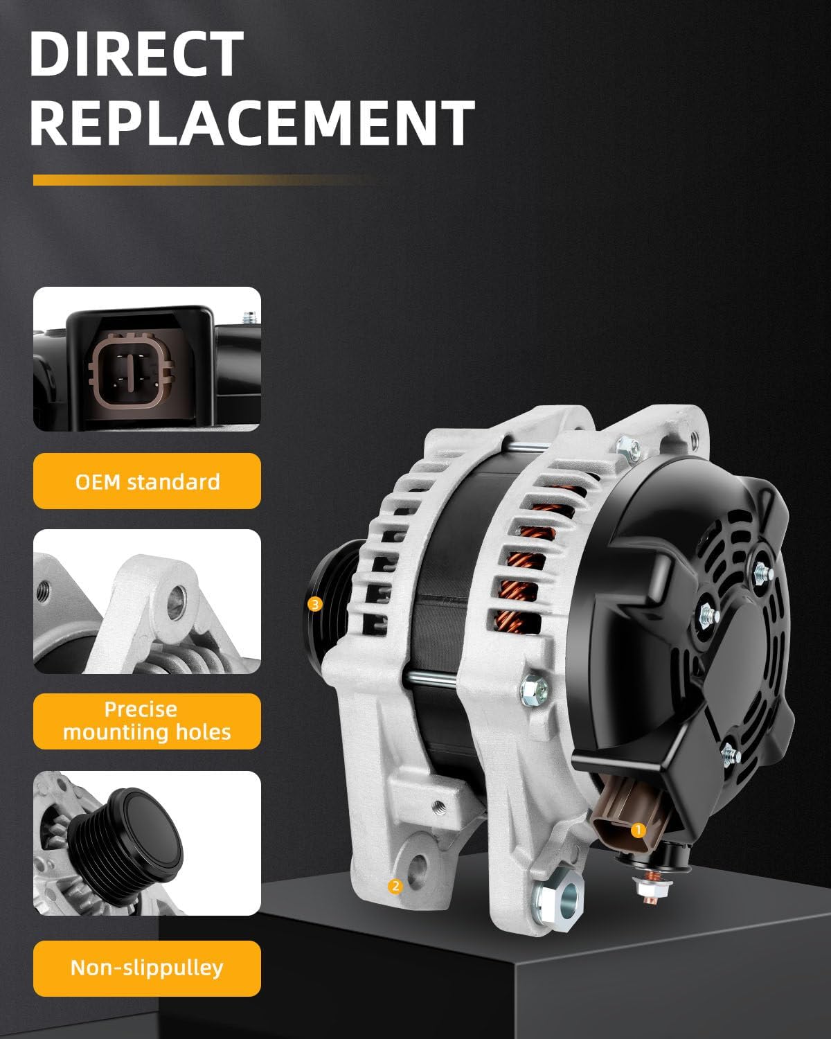 OCPTY Alternator 11196 Fit for Lexus for GS300 2006,for Lexus for GS350 07-11,for Lexus for IS250 06-13,for Lexus for IS350 06-13,2.5L 3.0L 3.5L V6 Replaces 104210-2050 104210-2051