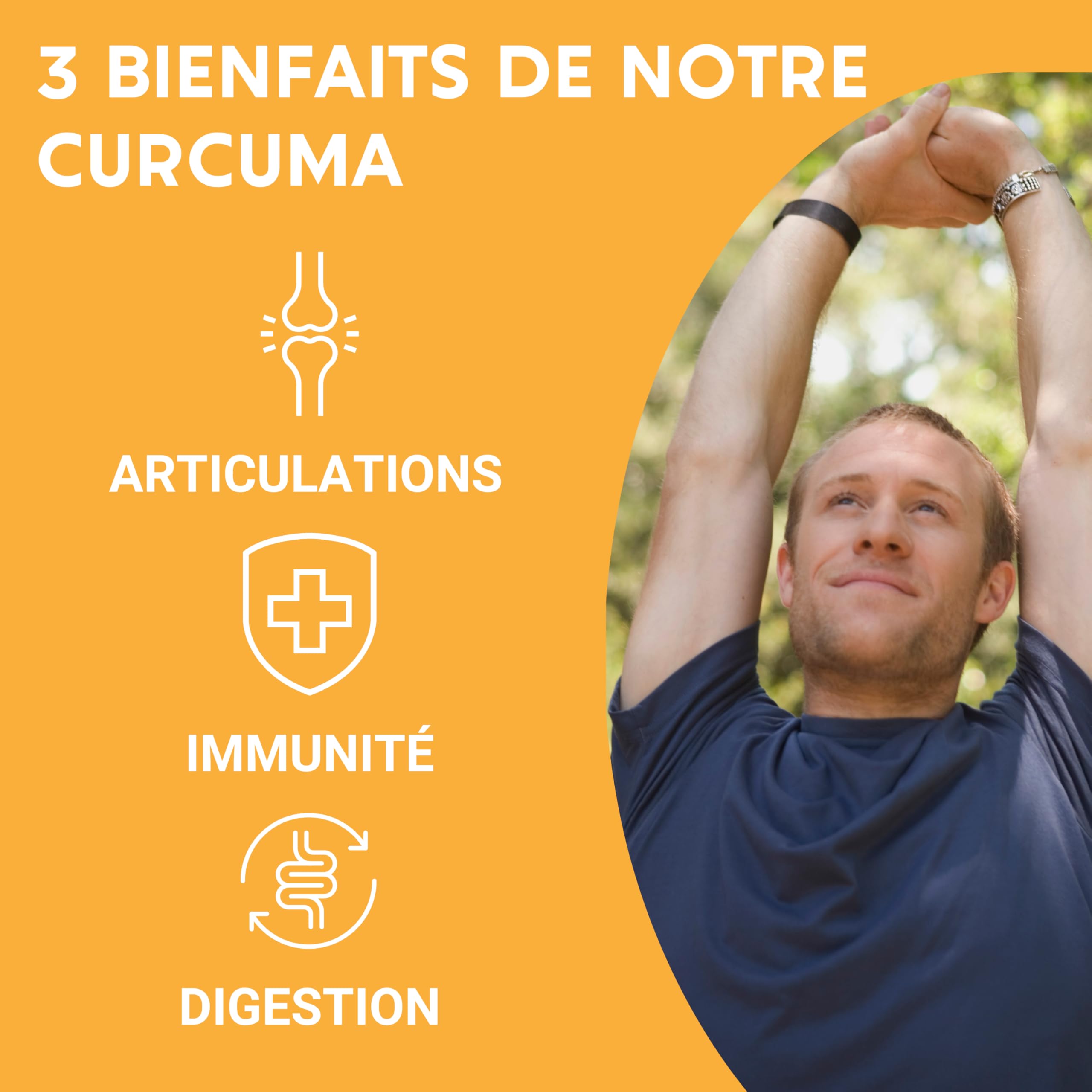 CURCUMA + Poivre noir + Gingembre | 1440 MG | Articulations Immunité Antioxydant Digestion | 120 Gélules | Complement alimentaire | Fabriqué en France