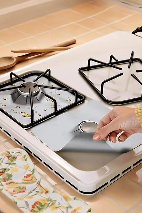 4-Piece Cooker Protective Aluminum Pad Set - Heat Resistant, Non-stick Cooker Protection Pads