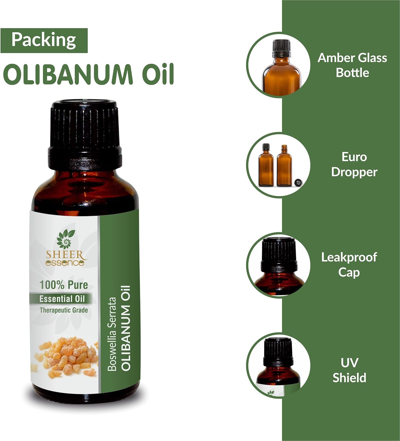 Olibanum Oil 50 ML (1.69 Fl.Oz) | 100% Pure Natural Undiluted Uncut Therapeutic Grade Boswellia Serrata Essential Oil