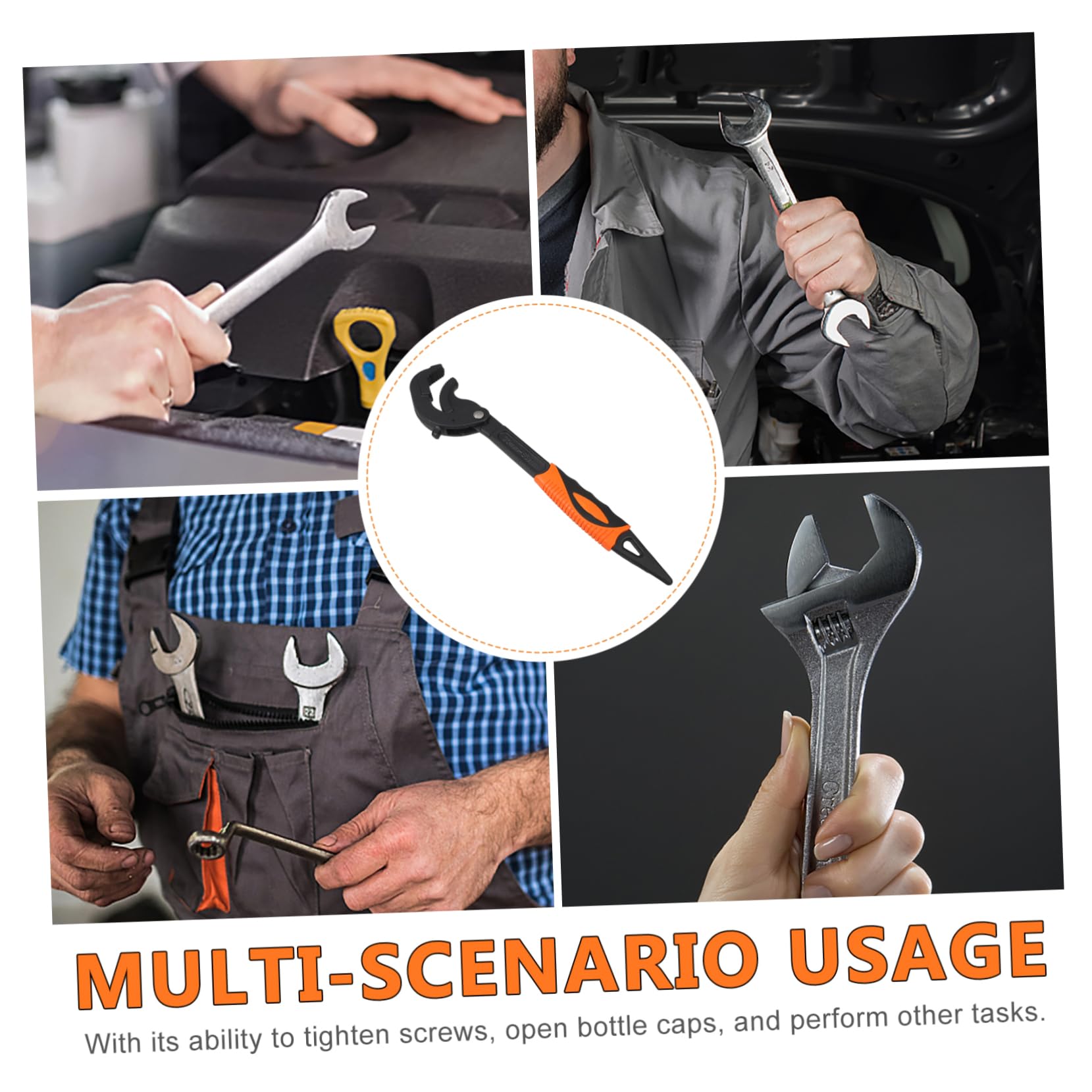 GLEAVI Llave Ajustable Multifuncional Tamaño Ajustable, de Acero al Carbono y Plástico, Diseño Compacto para Fontanería, Lavabo y Reparaciones | Diseño Versátil, Portátil, Acabado en Plástico, Herramienta Manual para Tareas de Apriete