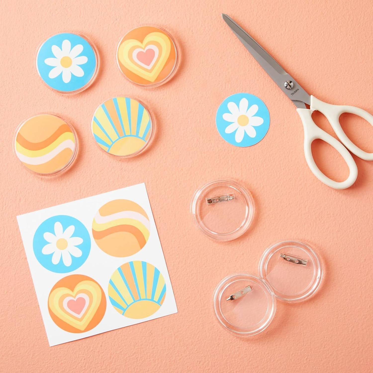 36 Pack Blank Button Pins for All Occasions, Clear Make Your Own Buttons for DIY Crafts (2.25 In)