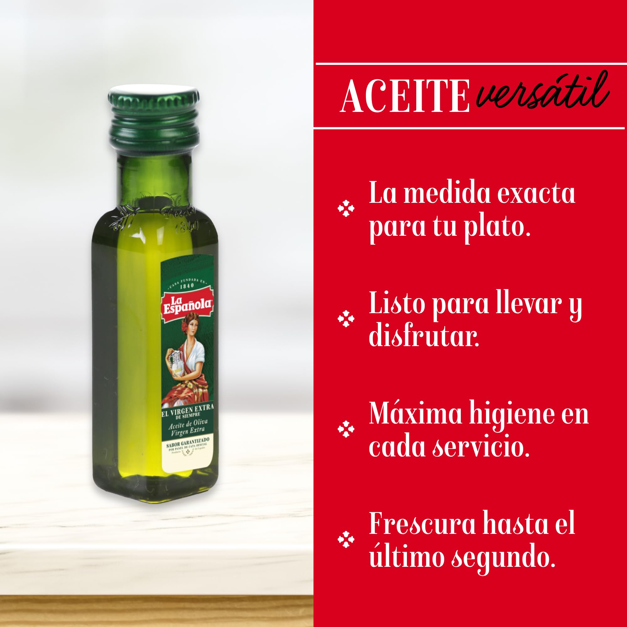 LA ESPAÑOLA- Aceite de Oliva Virgen Extra 200 Monodosis. Miniaturas Individuales de 20ml para Hostelería y Regalar en Bodas o Eventos.