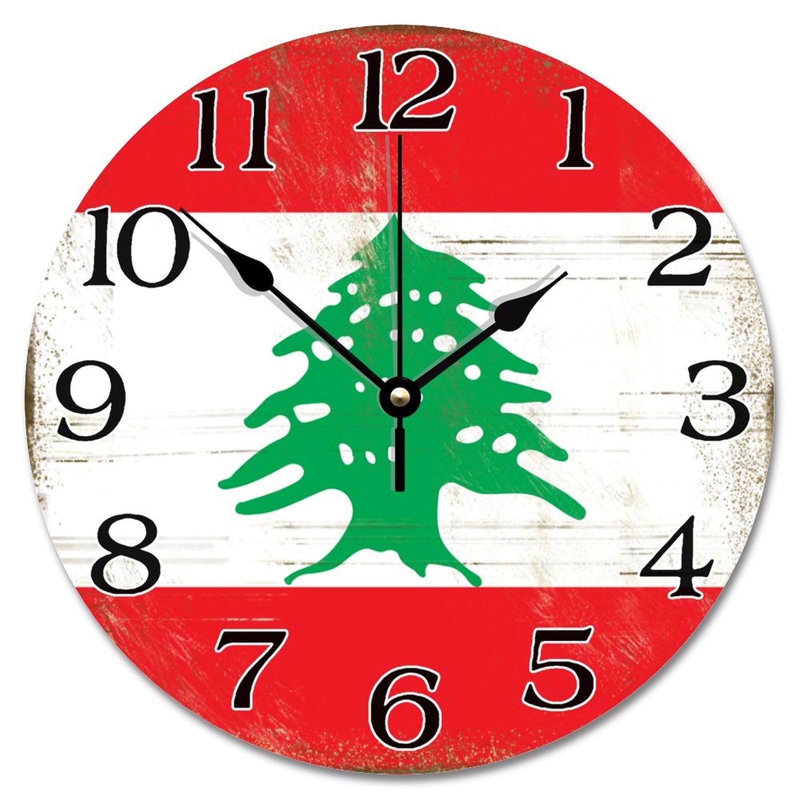 Horloge murale en bois Liban sans tic-tac pour chambre et salon calme