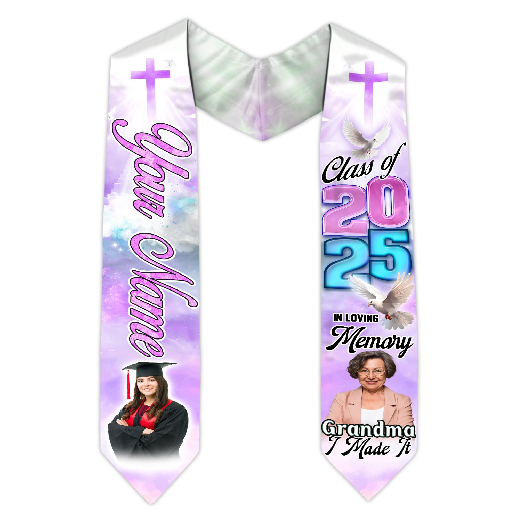 MonkeyVan Custom Memorial Graduation Sash 2025, Personalized Memorial Graduation Stole, Custom Graduation Sash with Tribute S222