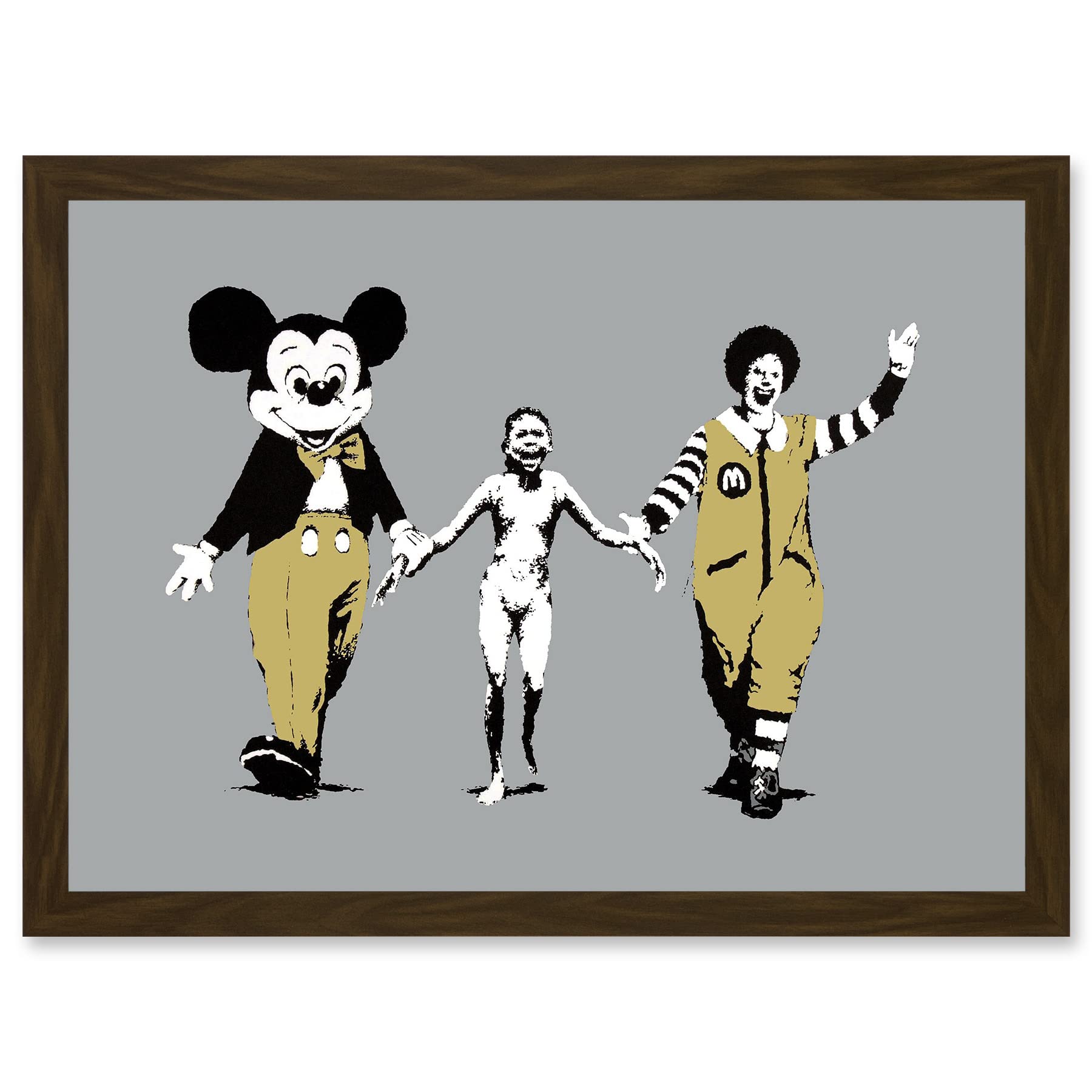 Artery8 Banksy Napalm Graffiti Street Mickey Ronald Vietnam Mural Cant Beat Feeling Artwork Framed Wall Art Print A4