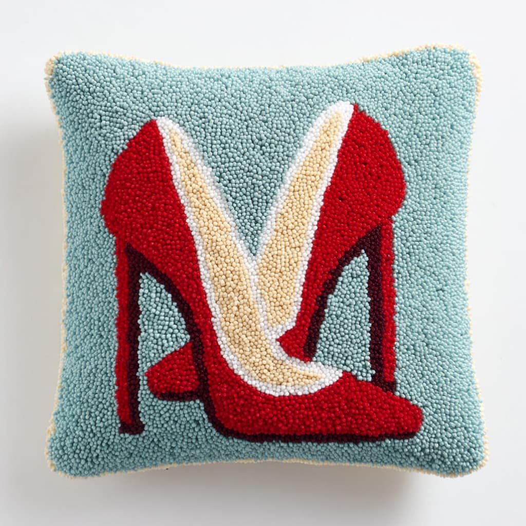 kitphoenix DIY Hand Crochet Pillow Kit,Girl's High Heels 43X43Cm Aesthetic Knitted Cushion Making Material Set,Beginner Friendly with Full Tutorial, Stylish Room Home Decor