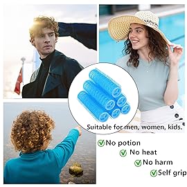 MOODKEY 18PCS Self Grip Small Hair Curlers Heatless Roller Hair Curlers Pro Salon Hairdressing Curler DIY Curly Hairstyle Hair Rollers Tools Rat Tail Comb for Women Medium Short Hair(Light Blue)