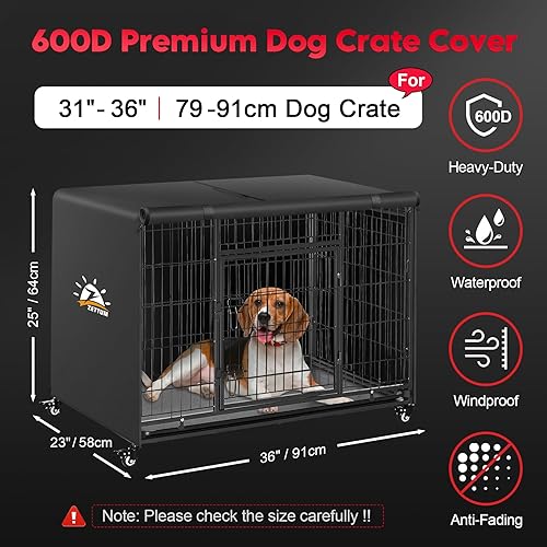 Miniatura 2 de Zettum Funda para Jaula de Perro de 36 Pulgadas - Cubiertas de Jaula Kennel 600D para Jaula de Perro Impermeables y de Servicio Pesado, Funda para