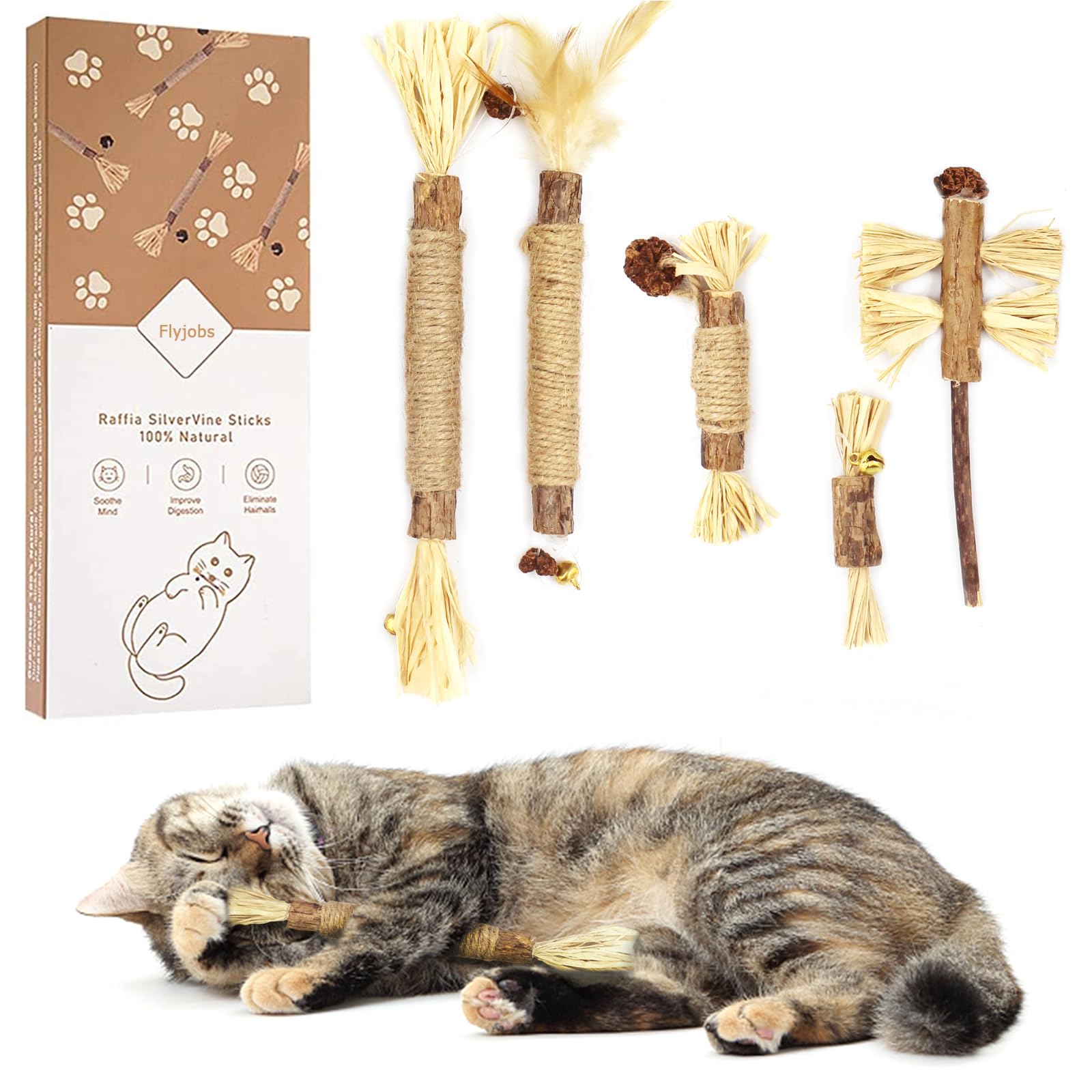 Juguetes para Gatos Gato Catnip Dientes de Limpieza, Hierba Gatera Palitos para Masticar Limpieza de Dientes, Palitos Gato Matatabi Naturales Hierba Gatera Juguete (5)